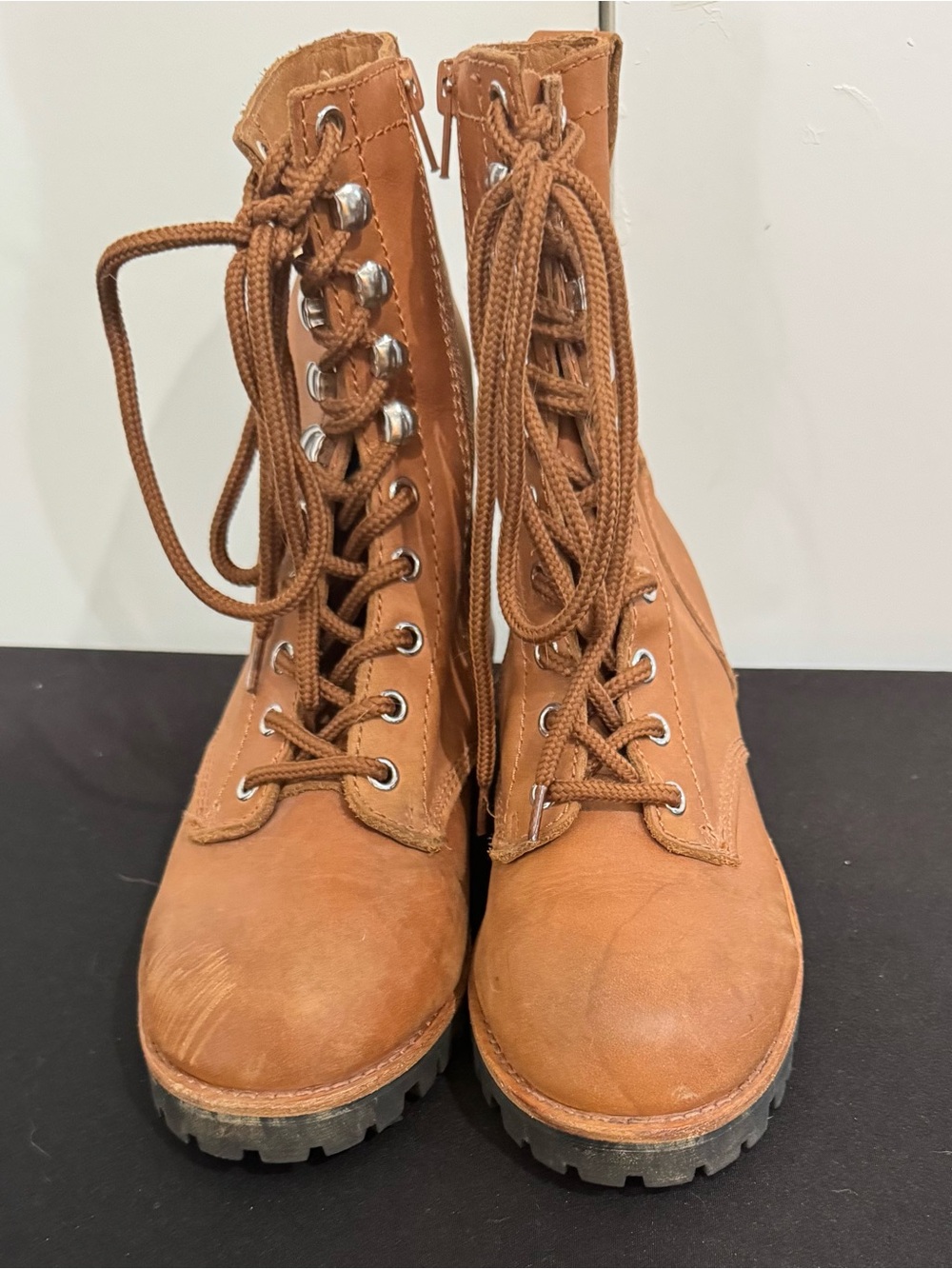 Jeffrey Campbell Free People Tan Lace-Up Boots 7M